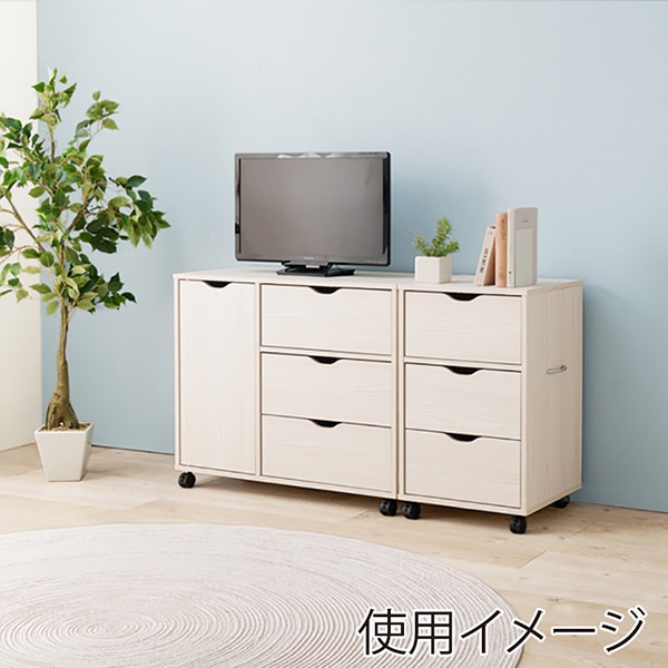 萩原 キャスター付きチェスト 幅80cm ホワイト RCC-1552WS 1台(ご注文単位1台)【直送品】
