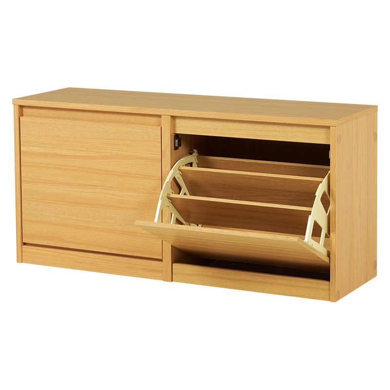 萩原 シューズ収納ベンチ 幅95cm ナチュラル RSB-1554NA 1台(ご注文単位1台)【直送品】