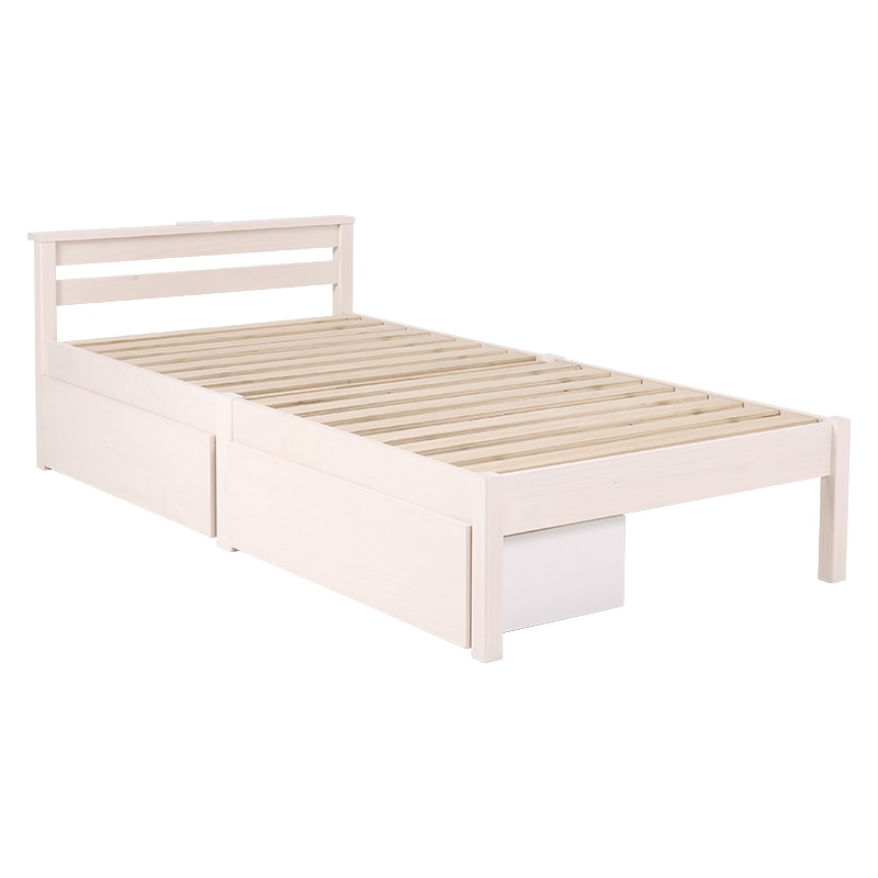 萩原 組立簡単　すのこベッド 引出し付　シングル　ウォッシュホワイト MB-5150S-WSHS 1台（ご注文単位1台）【直送品】