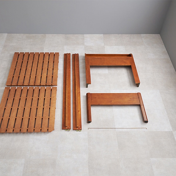 萩原 組立簡単　シングルミドルベッド シングルミドル　ディープブラウン WB-7713S-DBR 1台（ご注文単位1台）【直送品】