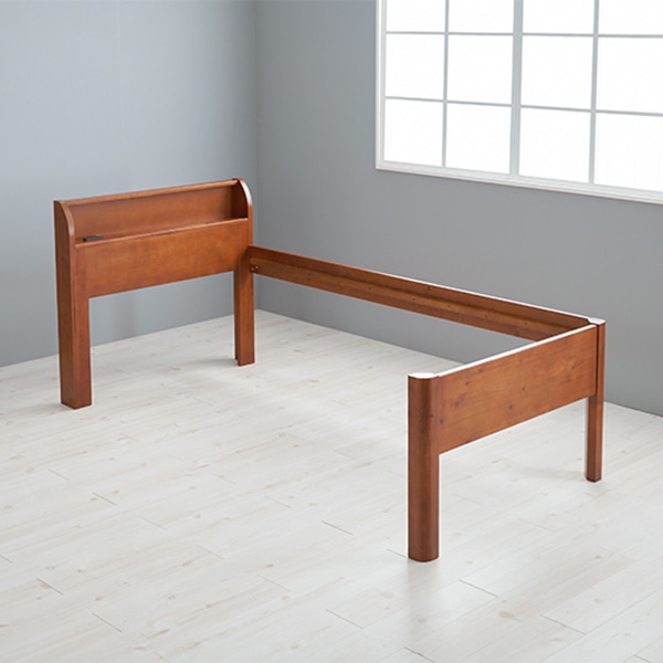 萩原 組立簡単　シングルミドルベッド シングルミドル　ディープブラウン WB-7713S-DBR 1台（ご注文単位1台）【直送品】