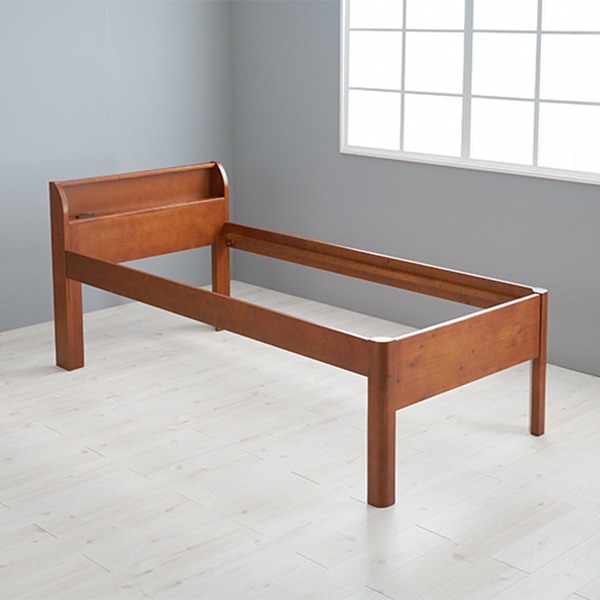 萩原 組立簡単　シングルミドルベッド シングルミドル　ディープブラウン WB-7713S-DBR 1台（ご注文単位1台）【直送品】