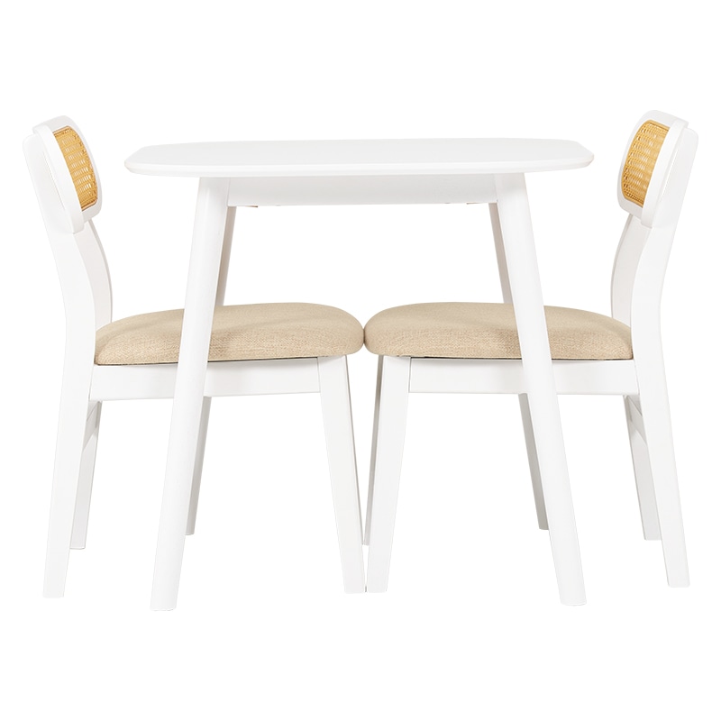 萩原 ダイニング3点セット 角テーブル・チェア2脚 ホワイト BT-8627WH54WH3S 1セット(ご注文単位1セット)【直送品】