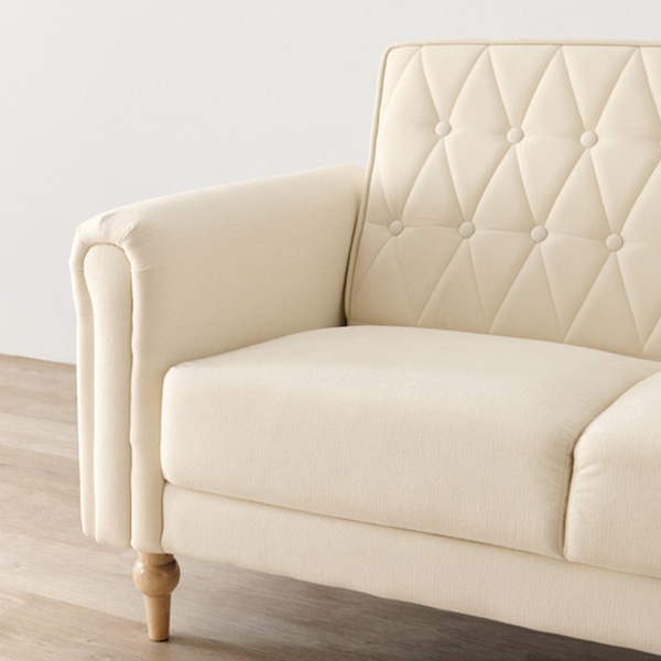 萩原 キルティングソファ 2人掛け アイボリー ライラ2P-IV 1台(ご注文単位1台)【直送品】