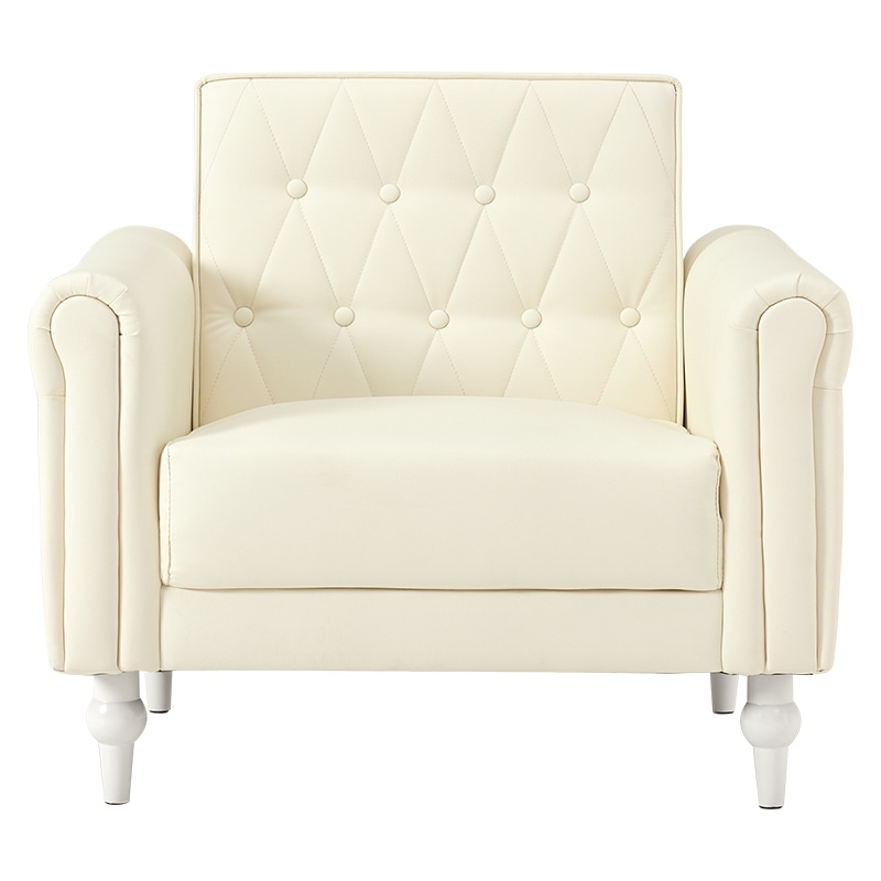 萩原 キルティングソファ 1人掛け パールホワイト ライラ1P-PWH 1台(ご注文単位1台)【直送品】