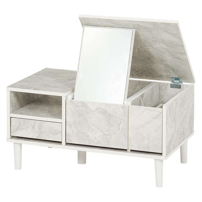 萩原 2WAYドレッサーテーブル 幅75cm マーブルホワイト RD-1125MWH 1台(ご注文単位1台)【直送品】
