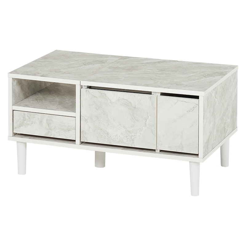 萩原 2WAYドレッサーテーブル 幅75cm マーブルホワイト RD-1125MWH 1台(ご注文単位1台)【直送品】