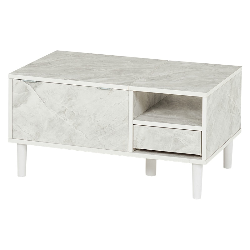 萩原 2WAYドレッサーテーブル 幅75cm マーブルホワイト RD-1125MWH 1台(ご注文単位1台)【直送品】