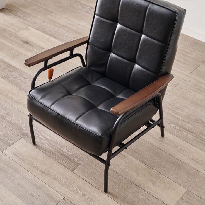 萩原 リクライニングソファ　1人掛け ブラック フラム-1PPBK 1台（ご注文単位1台）【直送品】