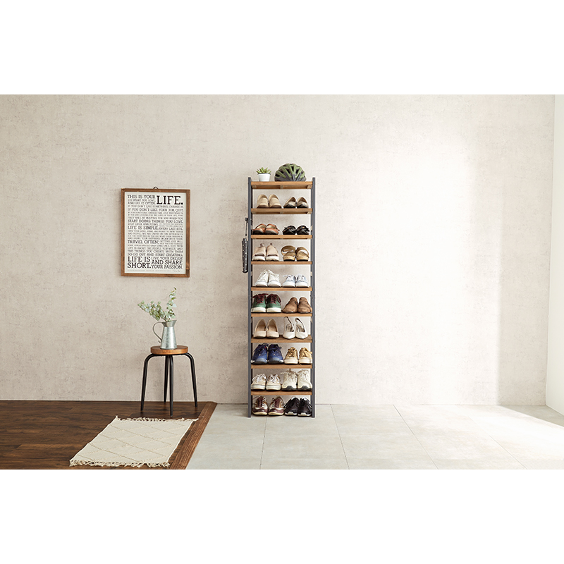 萩原 シューズラック 幅45cm 9段 ダークグレー MSS-6716NDG 1台（ご注文単位1台）【直送品】