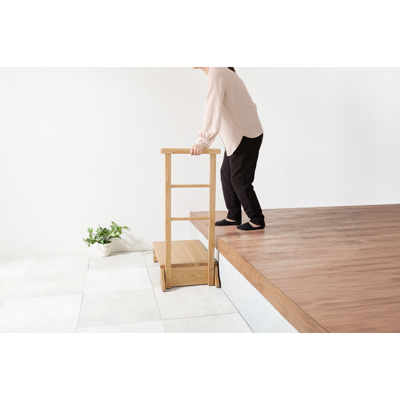 萩原 手すり付き玄関踏み台 片側 67cm ナチュラル MFD-6907NA 1台（ご注文単位1台）【直送品】