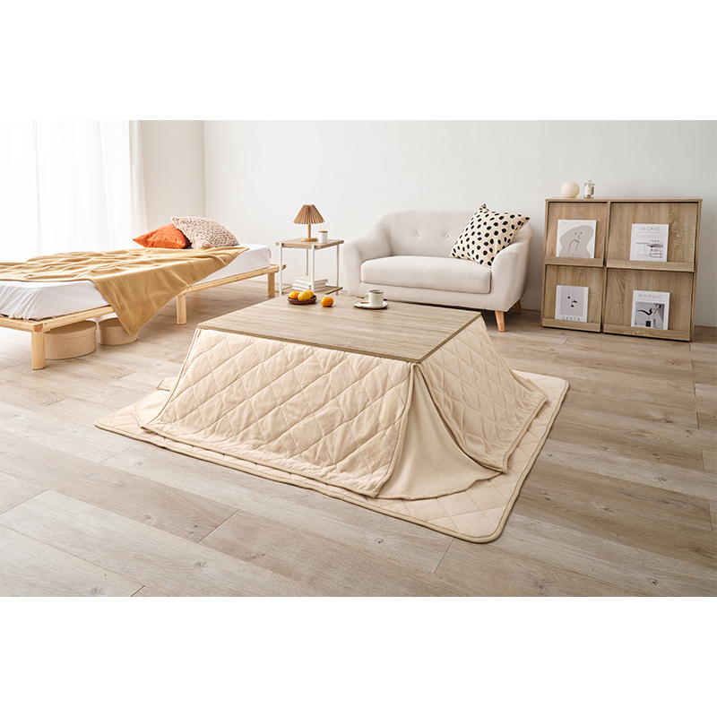萩原 こたつ+うす掛け布団 3点セット 105×75cm ナチュラル／アイボリー KOT-7350-105NA+ユイ105 1セット（ご注文単位1セット）【直送品】