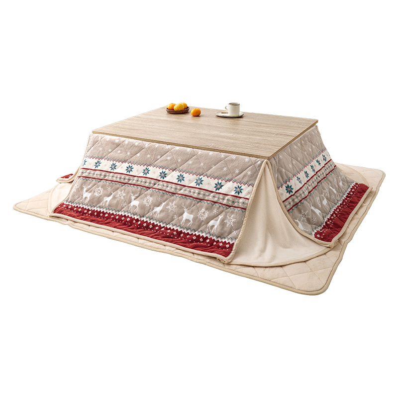 萩原 こたつ+うす掛け布団 3点セット 105×75cm ナチュラル／ノルディックレッド KOT-7350-105NA+ユイ105 1セット（ご注文単位1セット）【直送品】