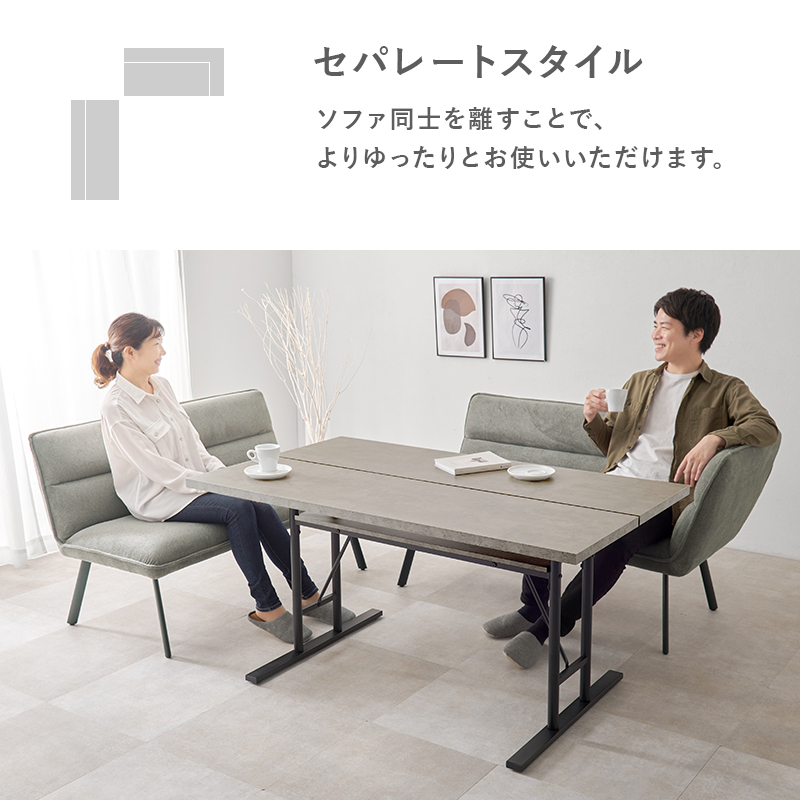 萩原 ロイス ダイニングソファ2点セット 右肘 グレーベージュ ロイス2PミギヒジS-BE 1セット（ご注文単位1セット）【直送品】