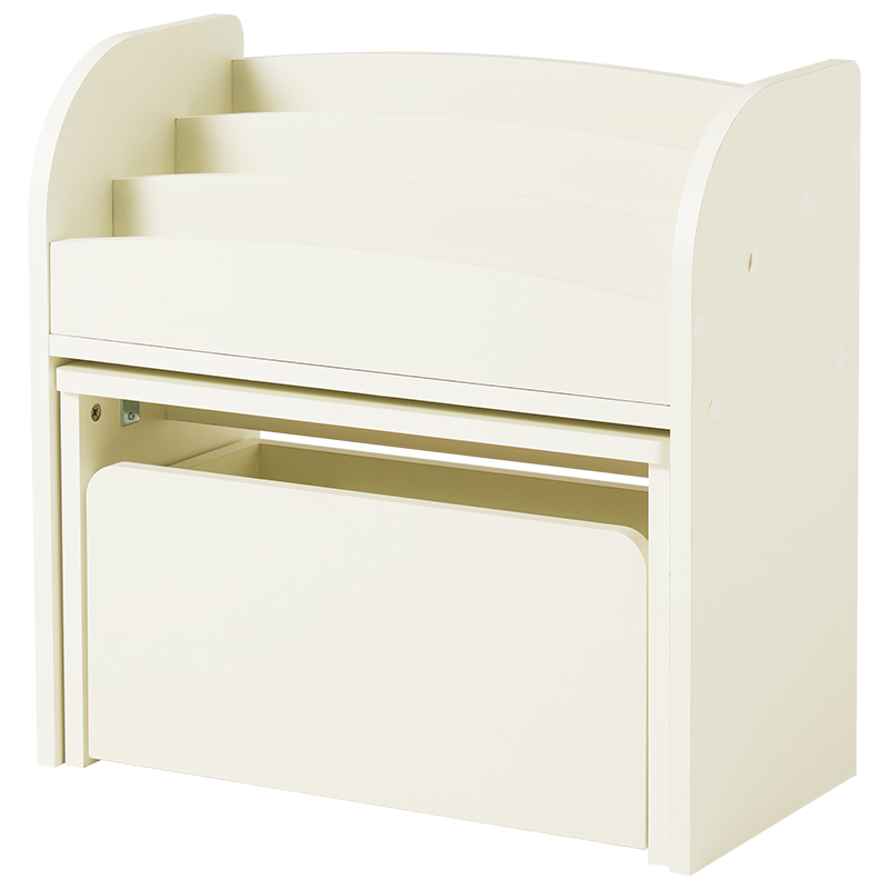 萩原 絵本ラック 幅60cm ワゴン付 ホワイト RCC-1609WH 1台（ご注文単位1台）【直送品】