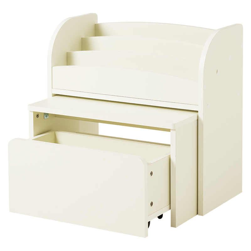 萩原 絵本ラック 幅60cm ワゴン付 ホワイト RCC-1609WH 1台(ご注文単位1台)【直送品】