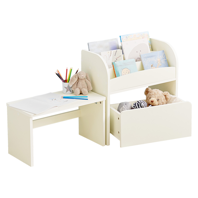 萩原 絵本ラック 幅60cm ワゴン付 ホワイト RCC-1609WH 1台(ご注文単位1台)【直送品】