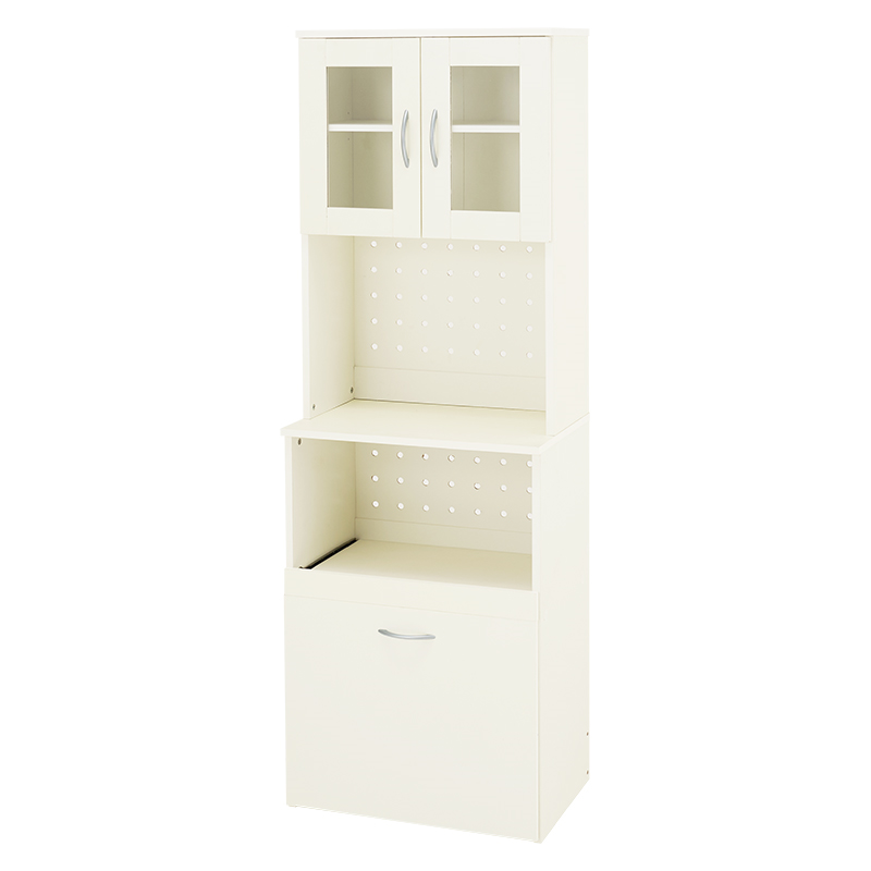 萩原 キッチンボード クレア 幅59cm ワゴン付 ホワイト RCC-1903WH 1台（ご注文単位1台）【直送品】