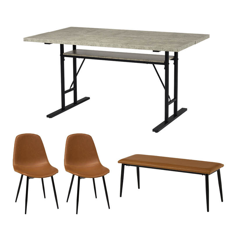 萩原 ダイニング4点セット グレー／キャメル LT-4770GY-44CA-4S 1セット（ご注文単位1セット）【直送品】