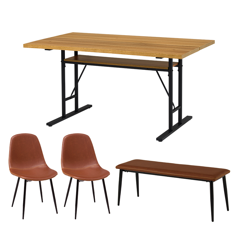 萩原 ダイニング4点セット ナチュラル／ブラウン LT-4770NA-44BR-4S 1セット（ご注文単位1セット）【直送品】