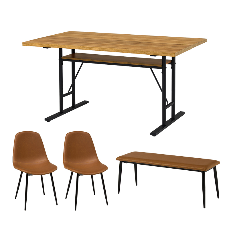 萩原 ダイニング4点セット ナチュラル／キャメル LT-4770NA-44CA-4S 1セット（ご注文単位1セット）【直送品】