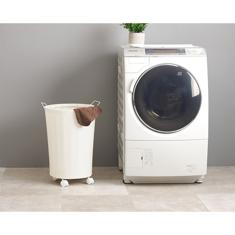 萩原 ランドリーバスケット ホワイト RUD-2448WH 1台（ご注文単位1台）【直送品】