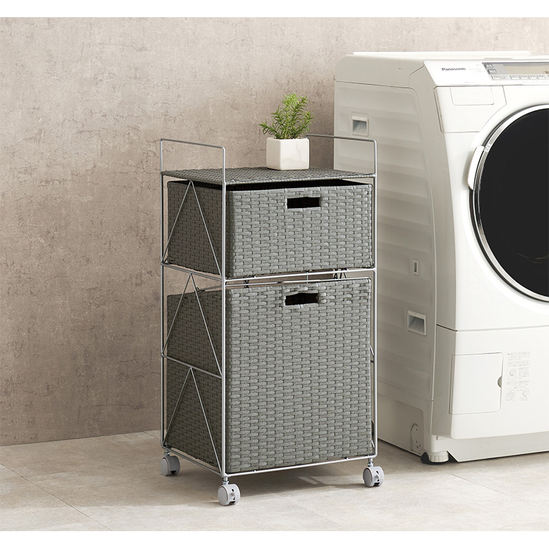 萩原 ランドリーラック 幅40cm グレー RAN-2457GY 1台(ご注文単位1台)【直送品】