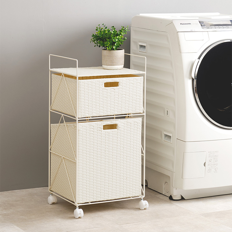萩原 ランドリーラック 幅40cm ホワイト RAN-2457WH 1台(ご注文単位1台)【直送品】
