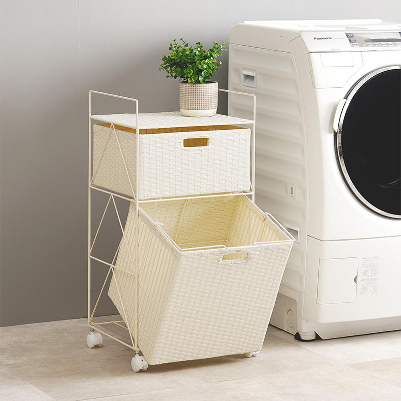 萩原 ランドリーラック 幅40cm ホワイト RAN-2457WH 1台(ご注文単位1台)【直送品】