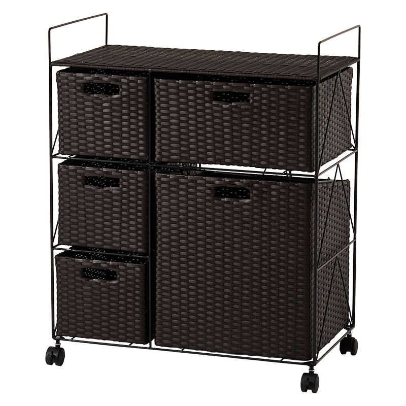 萩原 ランドリーラック 幅65cm ダークブラウン RAN-2458DBR 1台（ご注文単位1台）【直送品】