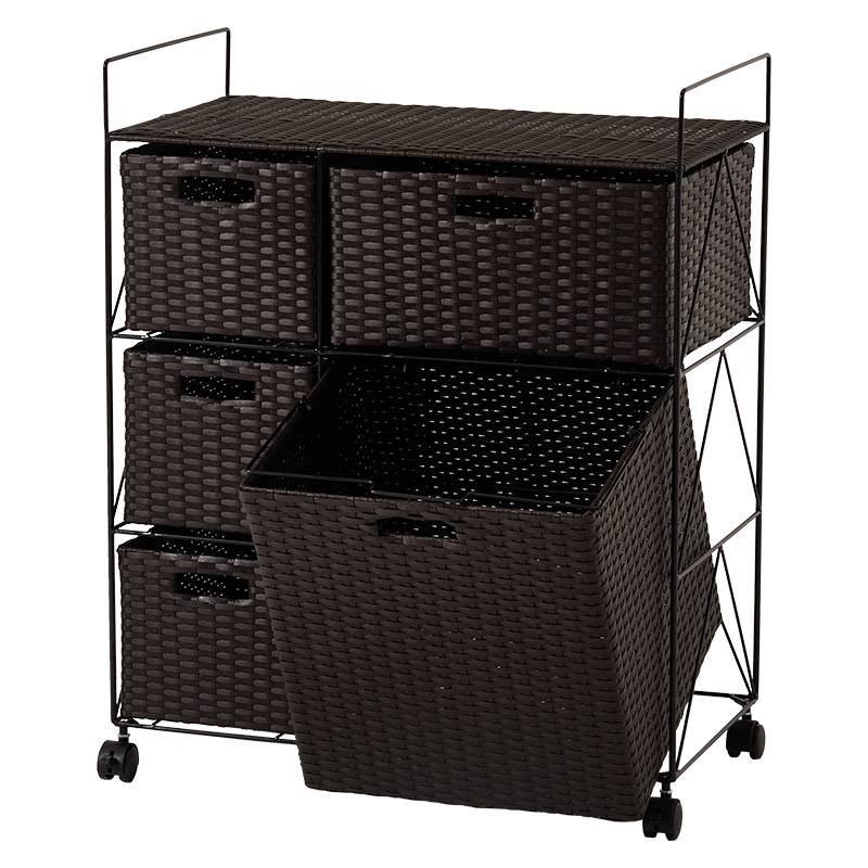 萩原 ランドリーラック 幅65cm ダークブラウン RAN-2458DBR 1台(ご注文単位1台)【直送品】