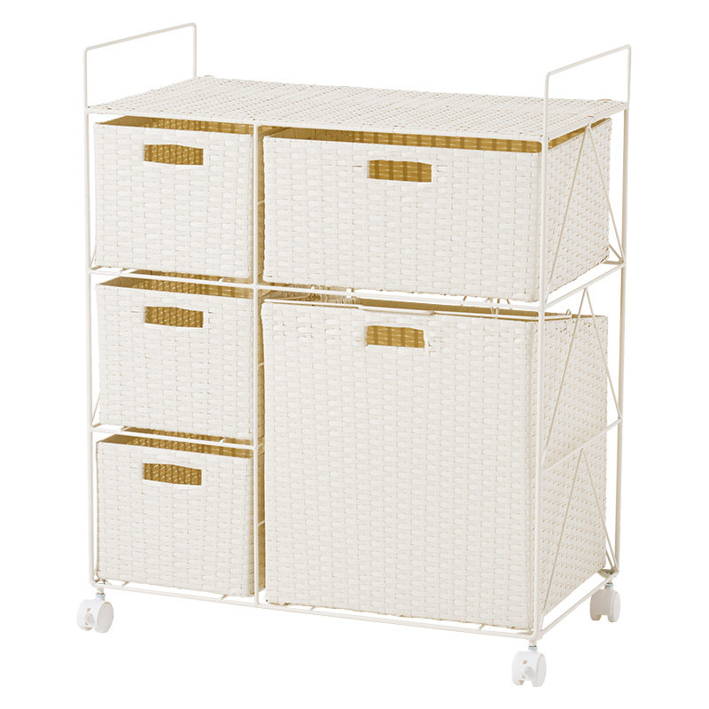 萩原 ランドリーラック 幅65cm ホワイト RAN-2458WH 1台（ご注文単位1台）【直送品】