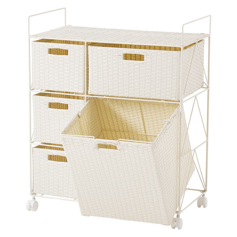 萩原 ランドリーラック 幅65cm ホワイト RAN-2458WH 1台(ご注文単位1台)【直送品】