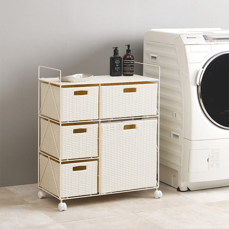 萩原 ランドリーラック 幅65cm ホワイト RAN-2458WH 1台(ご注文単位1台)【直送品】