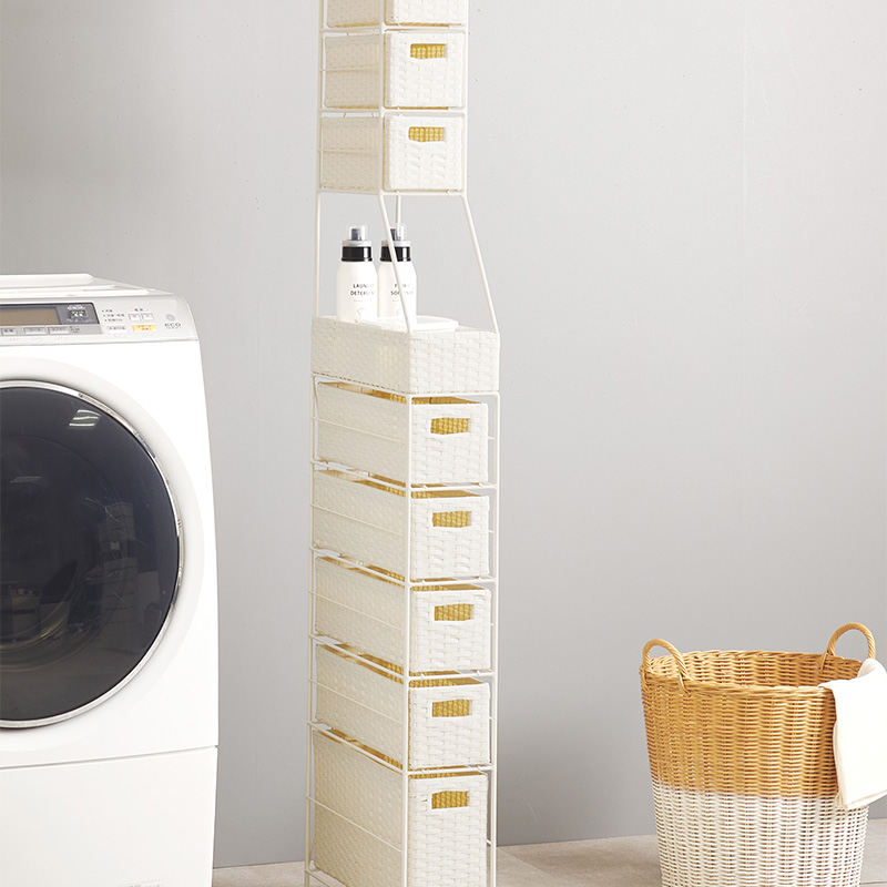 萩原 ランドリーチェスト 幅15cm ホワイト RAN-2459WH 1台(ご注文単位1台)【直送品】