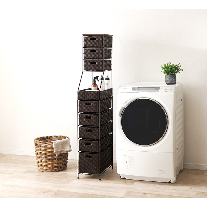 萩原 ランドリーチェスト 幅25cm ダークブラウン RAN-2461DBR 1台(ご注文単位1台)【直送品】