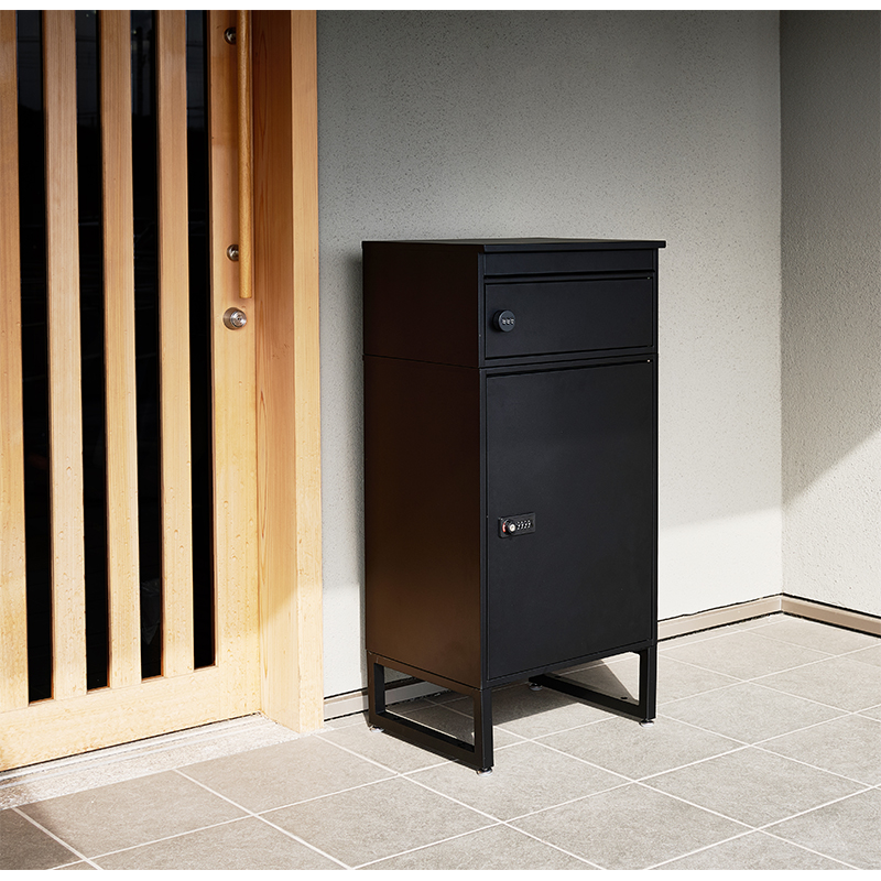 萩原 宅配ボックス 幅45cm ブラック LPS-4991BK 1台（ご注文単位1台）【直送品】