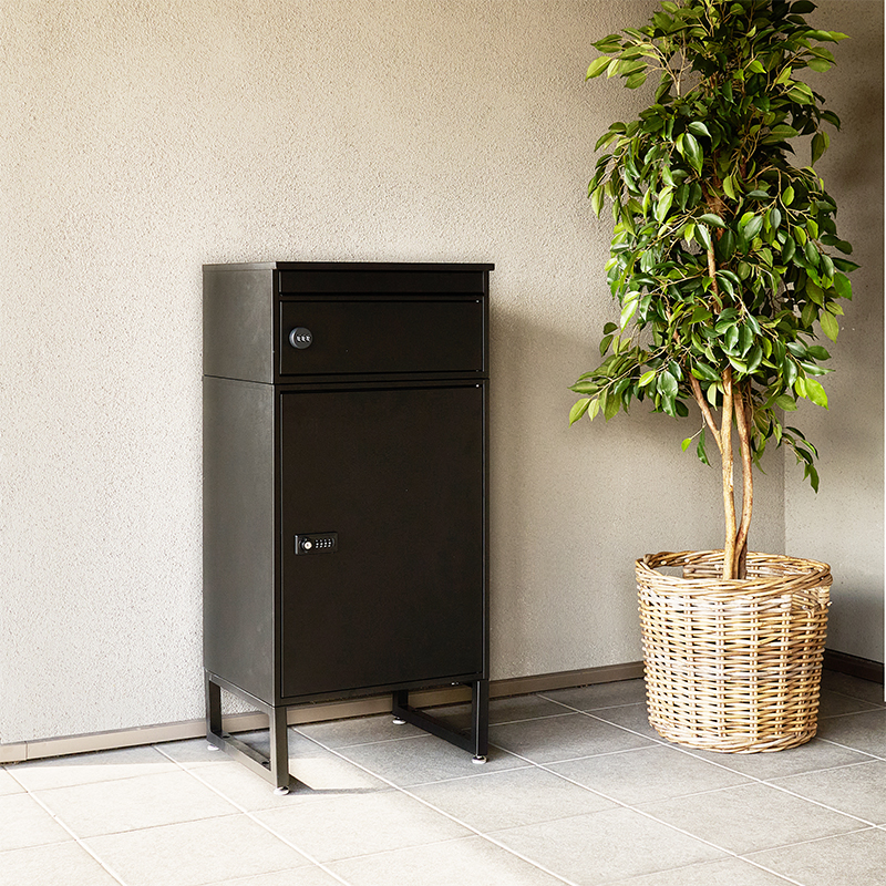 萩原 宅配ボックス 幅45cm ブラック LPS-4991BK 1台（ご注文単位1台）【直送品】