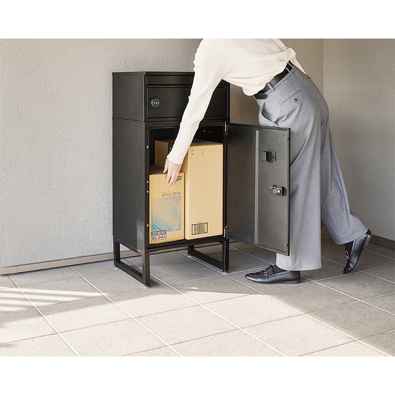 萩原 宅配ボックス 幅45cm ブラック LPS-4991BK 1台（ご注文単位1台）【直送品】