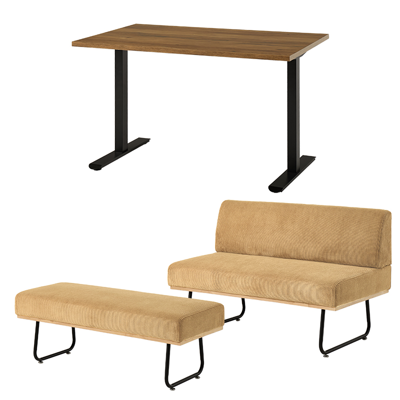 萩原 ダイニング3点セット ライトブラウン／ラテ LT-3780LBR-47LT-3S 1セット（ご注文単位1セット）【直送品】