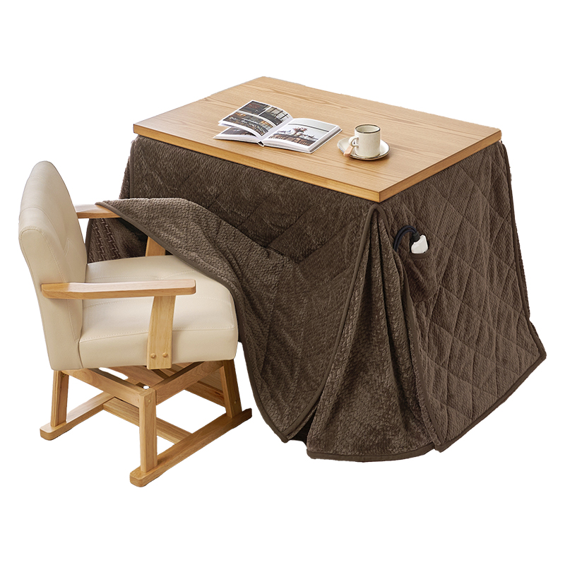 >萩原 ダイニングこたつ 90×60 4点セット ナチュラル／ポカブラウン KOT-7311NA-960+ポカFH 1セット（ご注文単位1セット）【直送品】