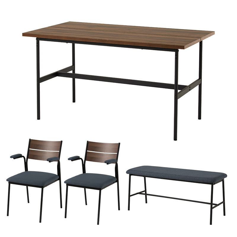 萩原 ダイニング4点セット チェア肘付 ブラウン／ブラウン×ダークグレー LT-3204BR-06DGY-4S 1セット（ご注文単位1セット）【直送品】