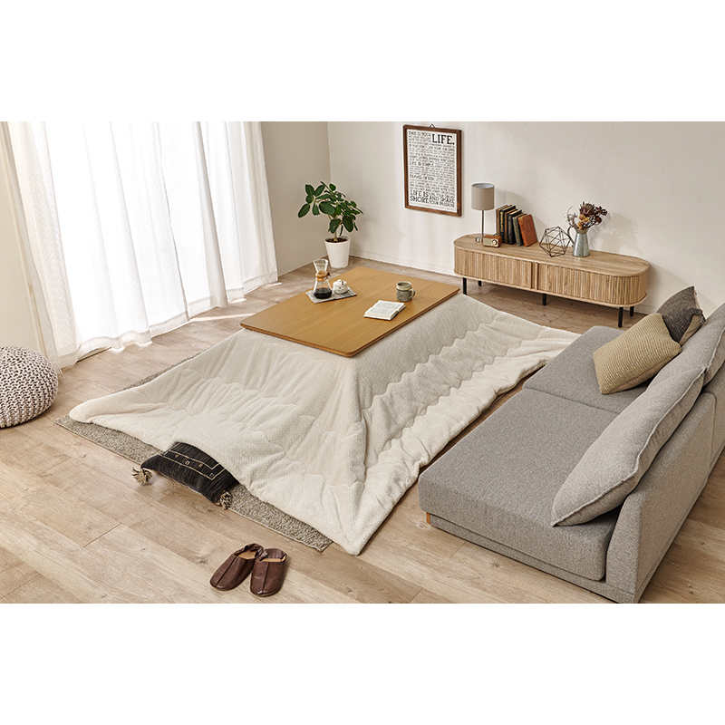 萩原 こたつ リノ 105×75 掛布団セット ナチュラル／ポカアイボリー リノCF105NA+ポカUF120IV 1セット（ご注文単位1セット）【直送品】