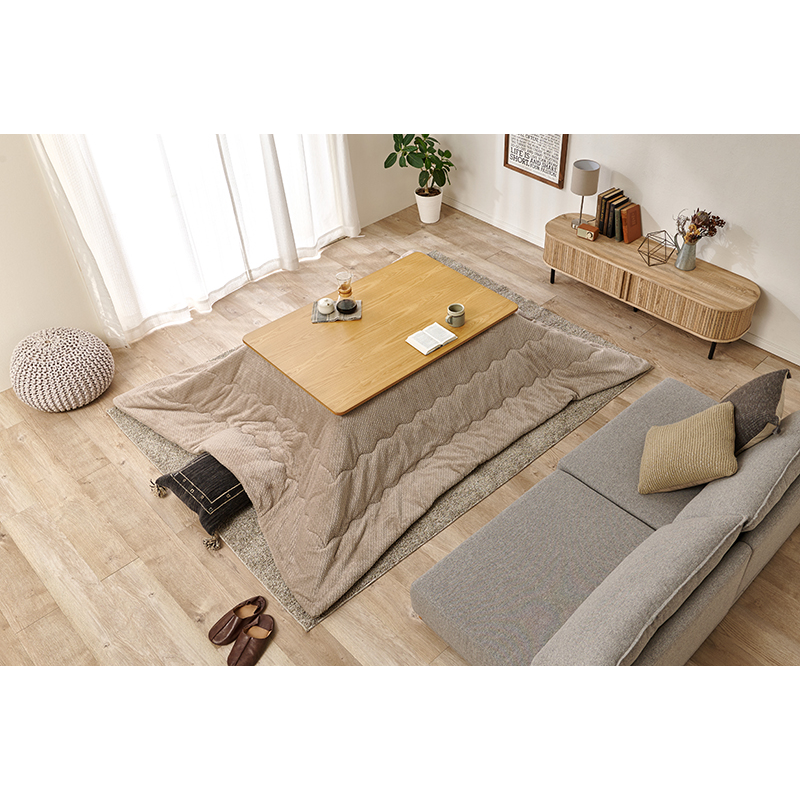 萩原 こたつ リノ 120×80 掛布団セット ナチュラル／ポカグレージュ リノCF120NA+ポカUF120GG 1セット（ご注文単位1セット）【直送品】
