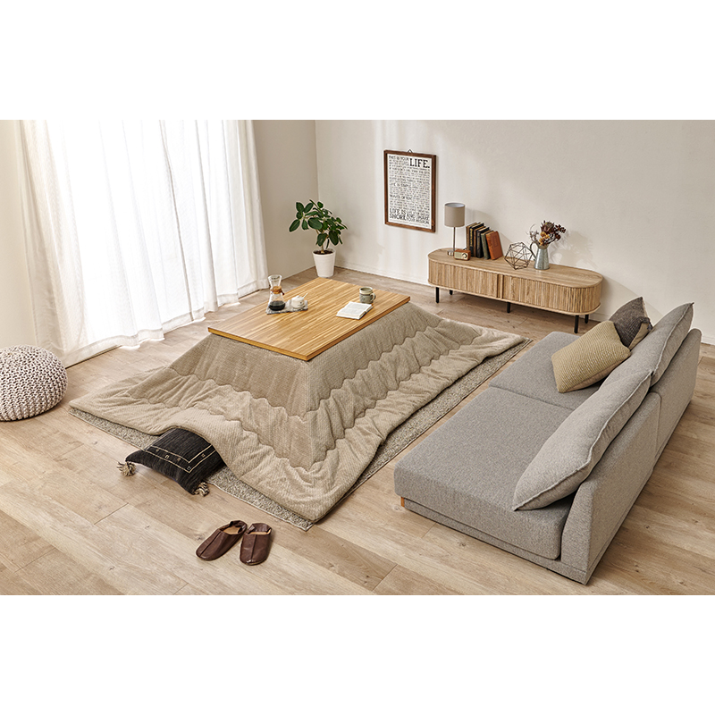 萩原 こたつ ルーン 105×75 掛布団セット ナチュラル／ポカグレージュ ルーン105NA+ポカUF120-GG 1セット（ご注文単位1セット）【直送品】