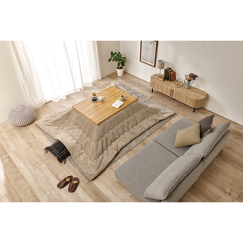 萩原 こたつ ルーン 105×75 掛布団セット ナチュラル／ポカグレージュ ルーン105NA+ポカUF120-GG 1セット（ご注文単位1セット）【直送品】