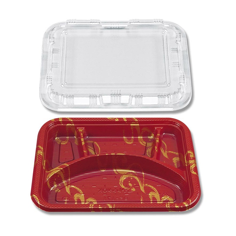 シーピー化成 弁当容器 BF-171 のせ蓋セット 赤なると 100枚/袋(ご注文単位8袋)【直送品】