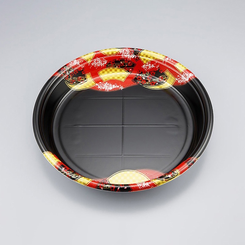 シーピー化成 寿司容器 SF丸桶 本体 4 舞扇赤 10枚/袋(ご注文単位24袋)【直送品】