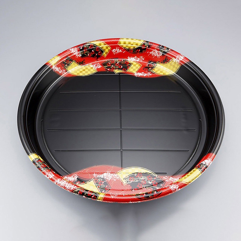 シーピー化成 寿司容器 SF丸桶 本体 7 舞扇赤 10枚/袋(ご注文単位10袋)【直送品】