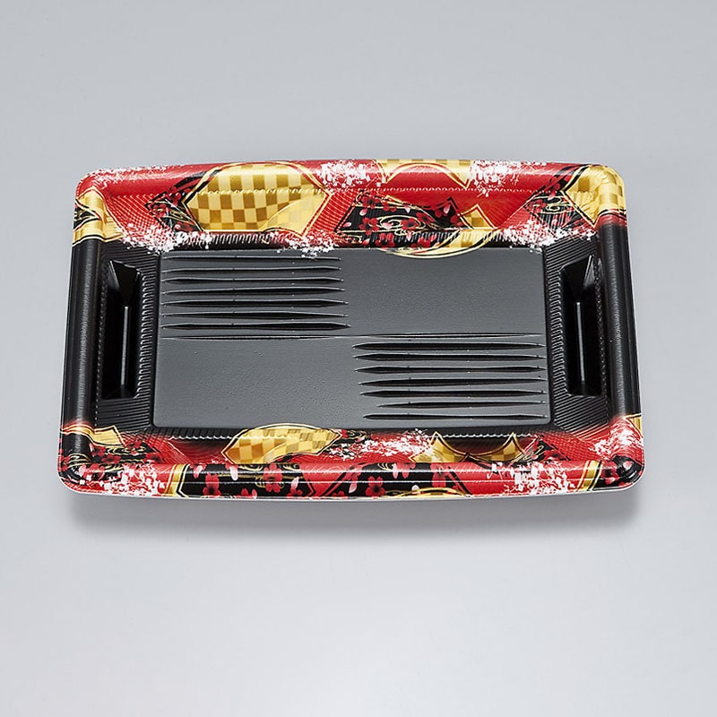 シーピー化成 寿司容器　エコ際立皿　本体 24 舞扇赤 50枚/袋（ご注文単位18袋）【直送品】